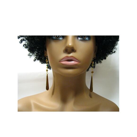 Set of Handcrafted Glass Turquoise Hoops Vintage & Shell beaded Drop Earrings - Picture 8 of 11